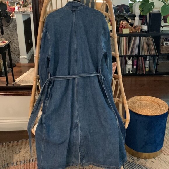 Aritzia Wilfred Free Colpa Belted Longline Denim Jean Trench Jacket - Medium - Picture 9 of 11